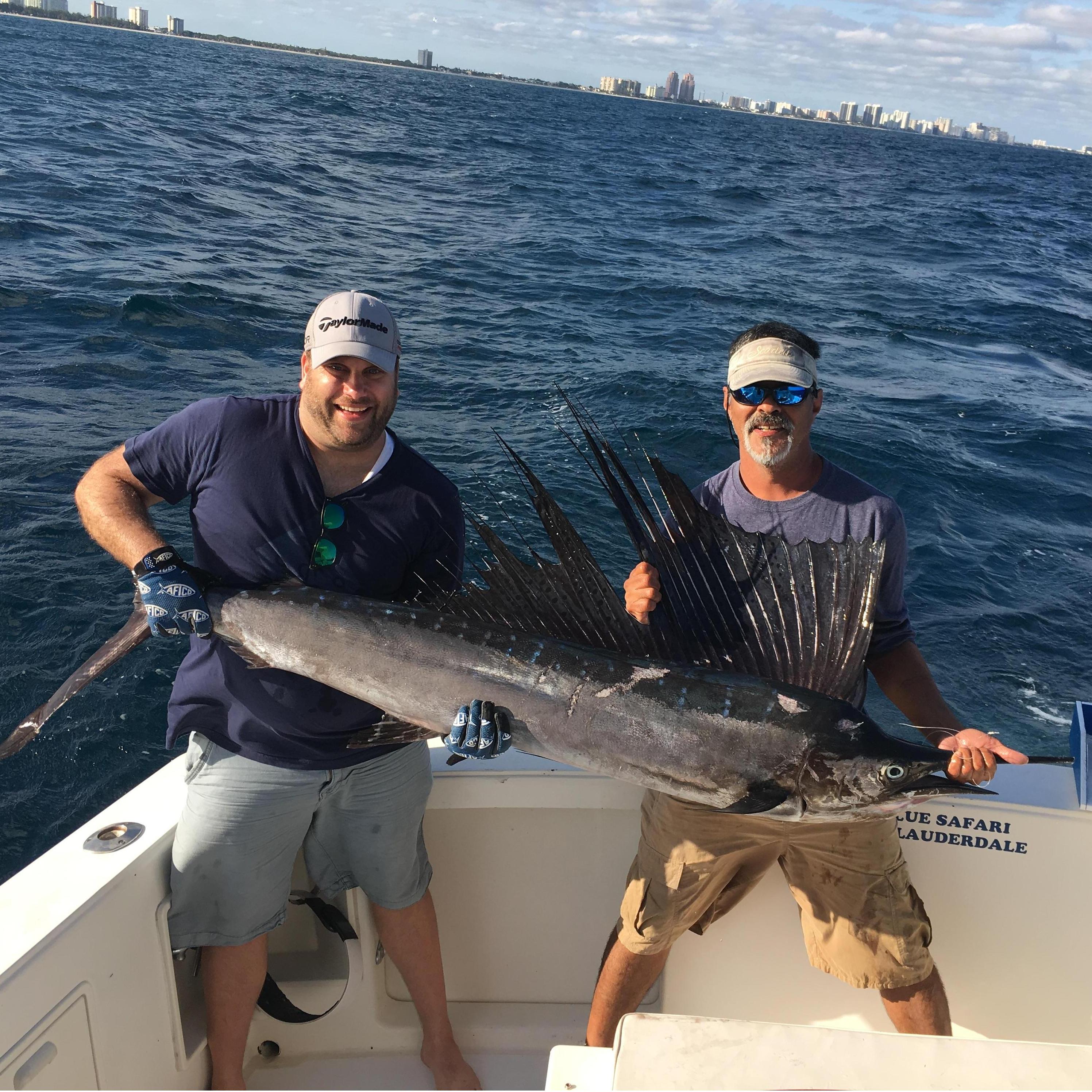 Michael's first sailfish catch and it was HUGE! Miami, November 2016