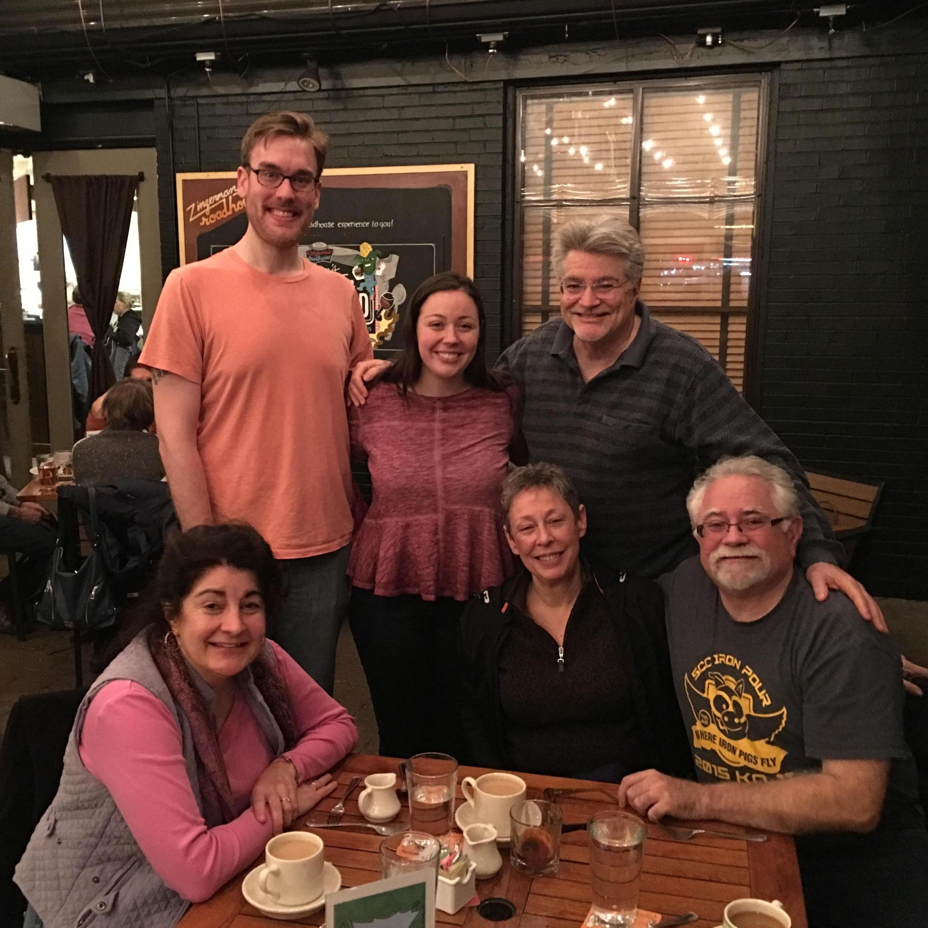 Visiting Lydia's family at Zingerman's Road House in Michigan