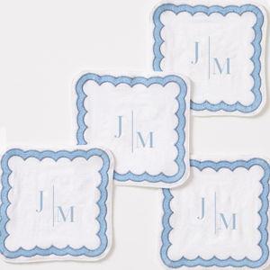 Monogrammed Coasters - Style Bespoke/729, Sunblue Text