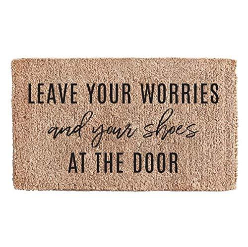 Flocked Coir Doormat - Greetings (Leave Your Worries and Your Shoes at The Door)