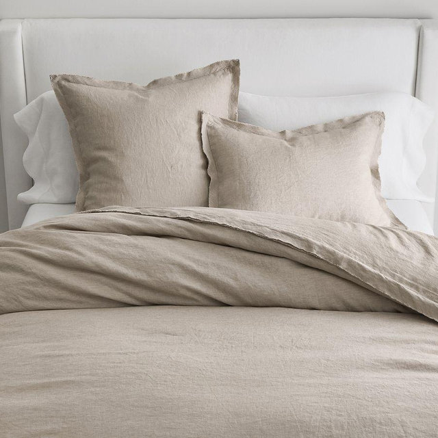 Belgian Linen Double Flange Duvet Cover, King/Cal. King, Warm Gray