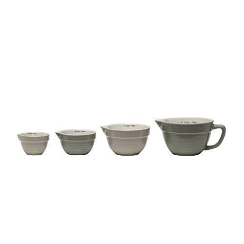 Creative Co-Op DA2318 Set of 4 Batter Bowl Shaped Measuring Cups in Greys