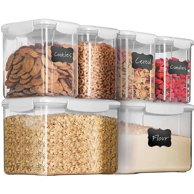 12-Piece Airtight Food Storage Containers With Lids - BPA FREE Plastic Kitchen Pantry Storage Containers - Dry-Food-Storage Containers Set For Flour, Cereal, Sugar, Coffee, Rice, Nuts, Snacks Etc.