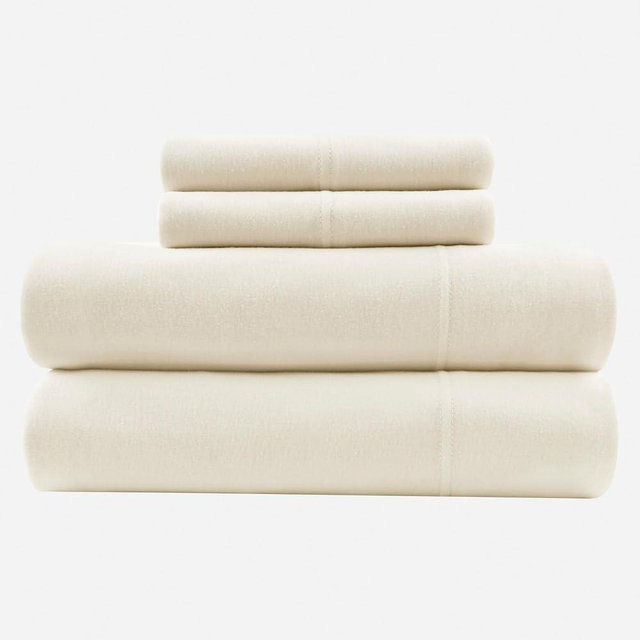 Intelligent Design Sheet Set Cotton Jersey Knit Blend, Soft & Breathable Sheets All Season Cotton Blend Sheet Set Feels Cool & Smooth, Deep Pocket Fits Up to 16" Mattress, King Oatmeal 4 Piece