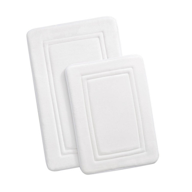2pc HeiQ Antimicrobial Memory Foam Bath Rug Set White - Truly Calm