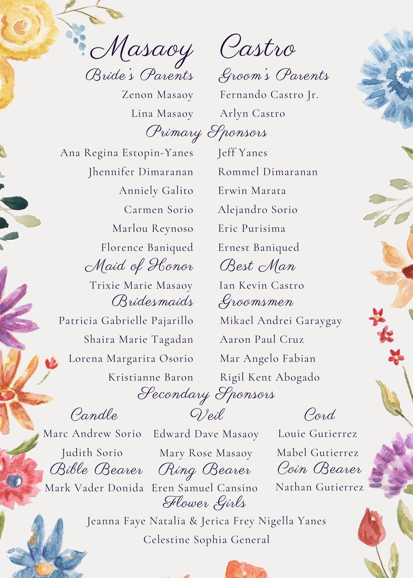 The Wedding Website of Alan Ishmael Castro and Fretzie Marie Masaoy