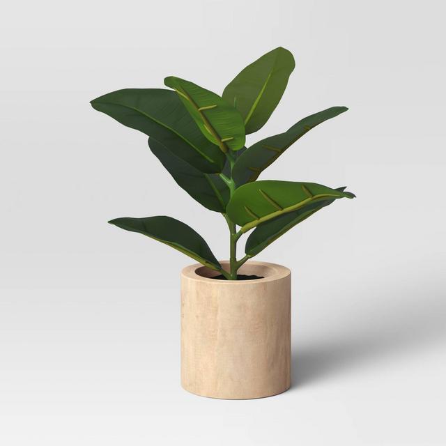 Small Rubber Leaf Wood Pot - Threshold™