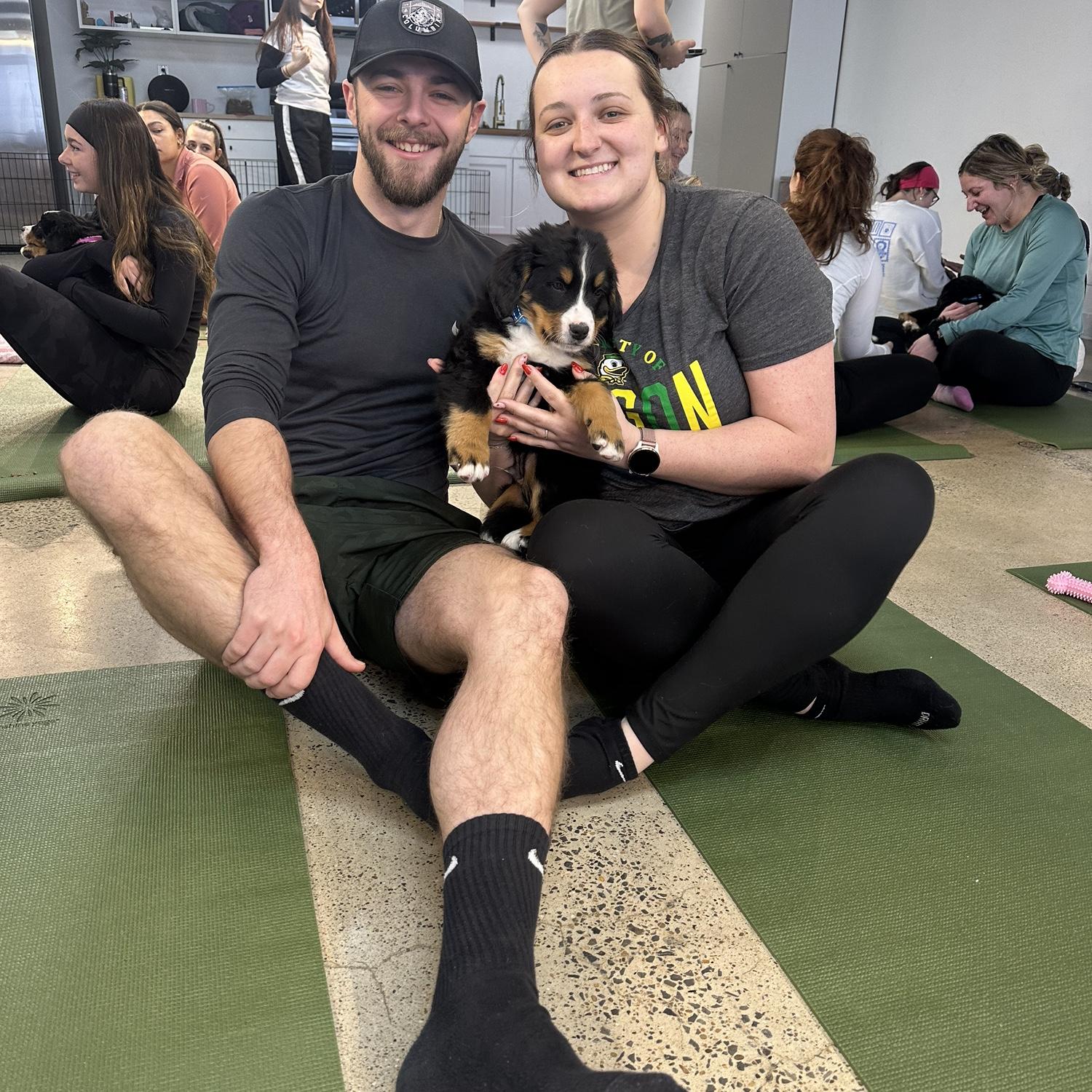 Puppy yoga after a night on Broadway is definitely a bad idea. We learned from experience