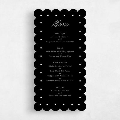 Black Wedding Menu - Lirael