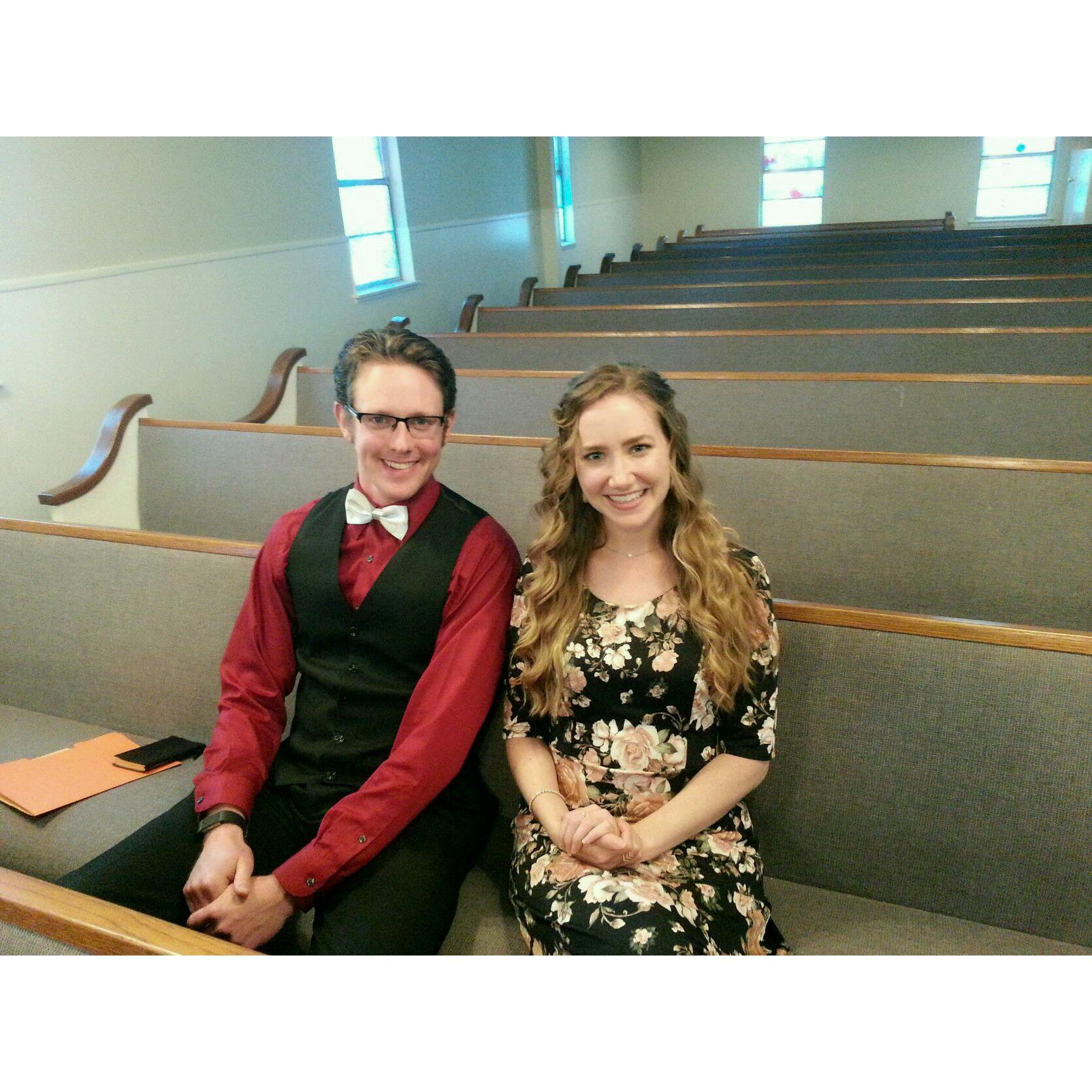 At North Belt on the same pew where we sat together as little children!