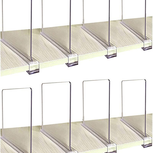 CY craft Shelf Dividers for Closets, 8PCS Clear Acrylic Shelf Divider for Wood Shelves and Clothes Organizer/Purses Separators Perfect for Kitchen Cabinets and Bedroom Organizer