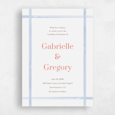 Powder Blue Wedding Invitation - Harbor Portrait