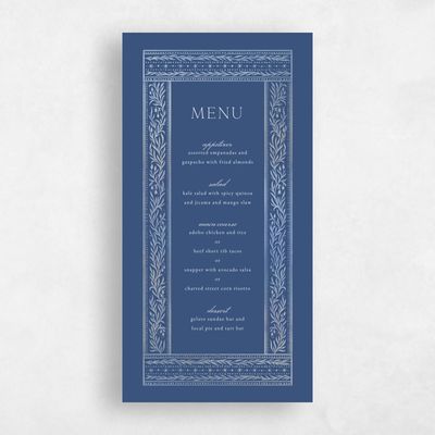 Dark Cobalt, Blue Wedding Menu - Viridian