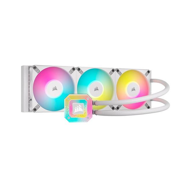 Corsair iCUE H150i Elite CAPELLIX XT Desktop Liquid CPU Cooler - Three AF120 RGB Elite Fans - 360mm Radiator - Intel® LGA 1700, 1200, 115X, 2066, AMD® AM5, AM4 - Included iCUE Commander CORE - White