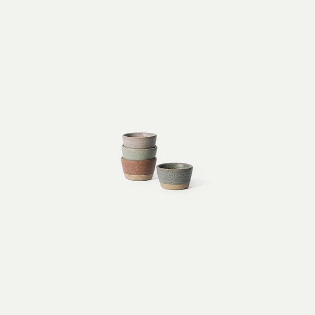 Mora Nano Ramekins Set of 4, 2oz Ceramic Pottery Sauce Cups - Microwave, Oven and Dishwasher Safe - Harvest