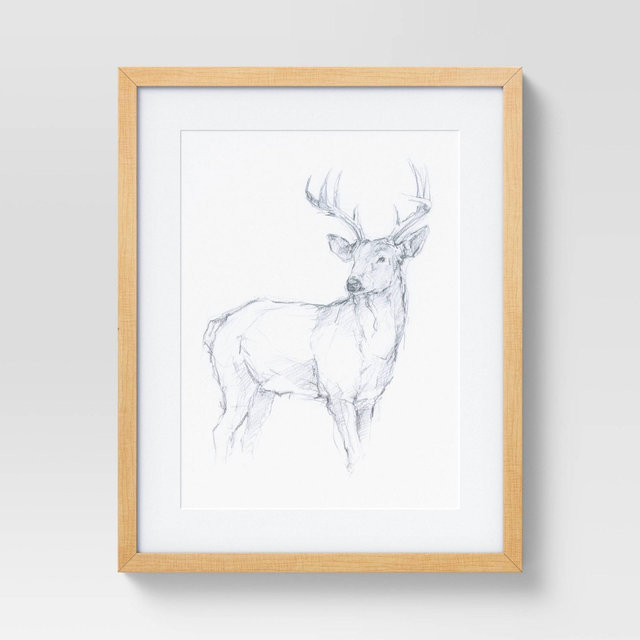 16" x 20" Deer Study Framed Under Glass with Mat - Threshold™
