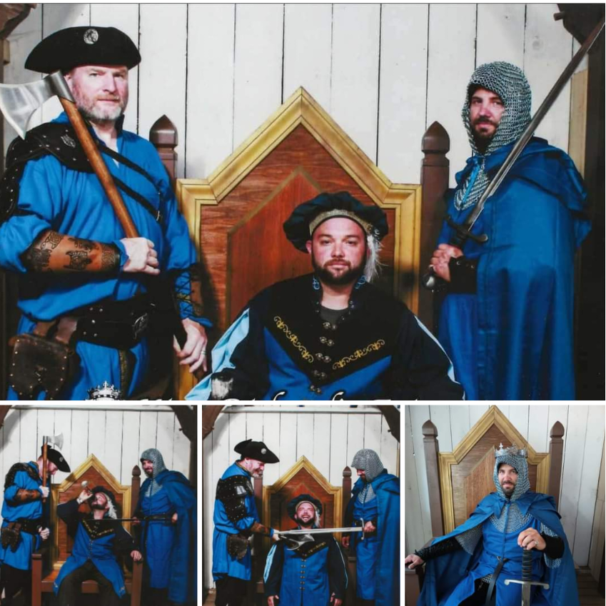 Sept. 10, 2023 - Frank joined us at King Richard's Faire. We loved how our photos turned into a story of Lord Joe with his guards being removed by usurper Shawn! Photo Credit: The Royal Photographer