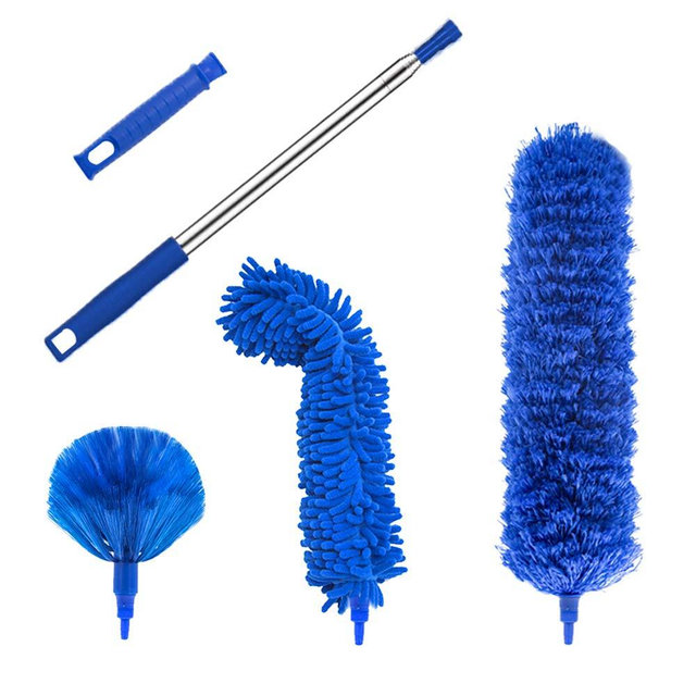 Microfiber Duster, Feather Duster Cleaning Kit with 100 Inch Telescoping Extension Pole, Reusable Bendable Dusters, Washable Lightweight Dusters for Cleaning Cobwebs Ceilings Fans