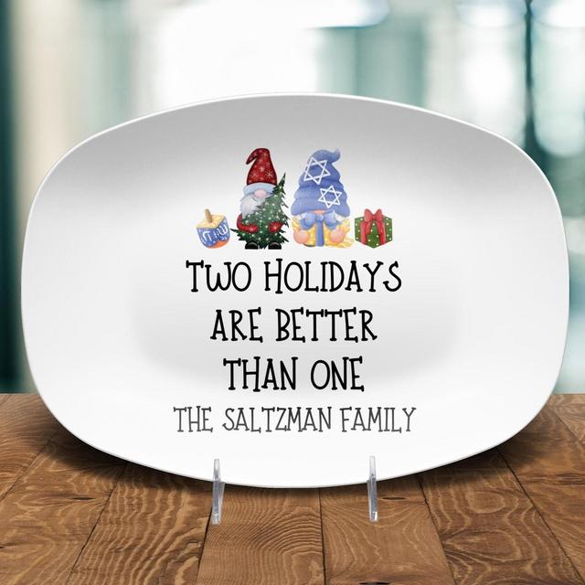 Personalized Chrismukkah Platter, Jewish Christian Gifts, Interfaith Family Holiday Plate
