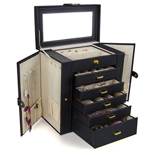 Kendal Huge Leather Jewelry Box/Case/Storage LJC-SHD5BK (Black)