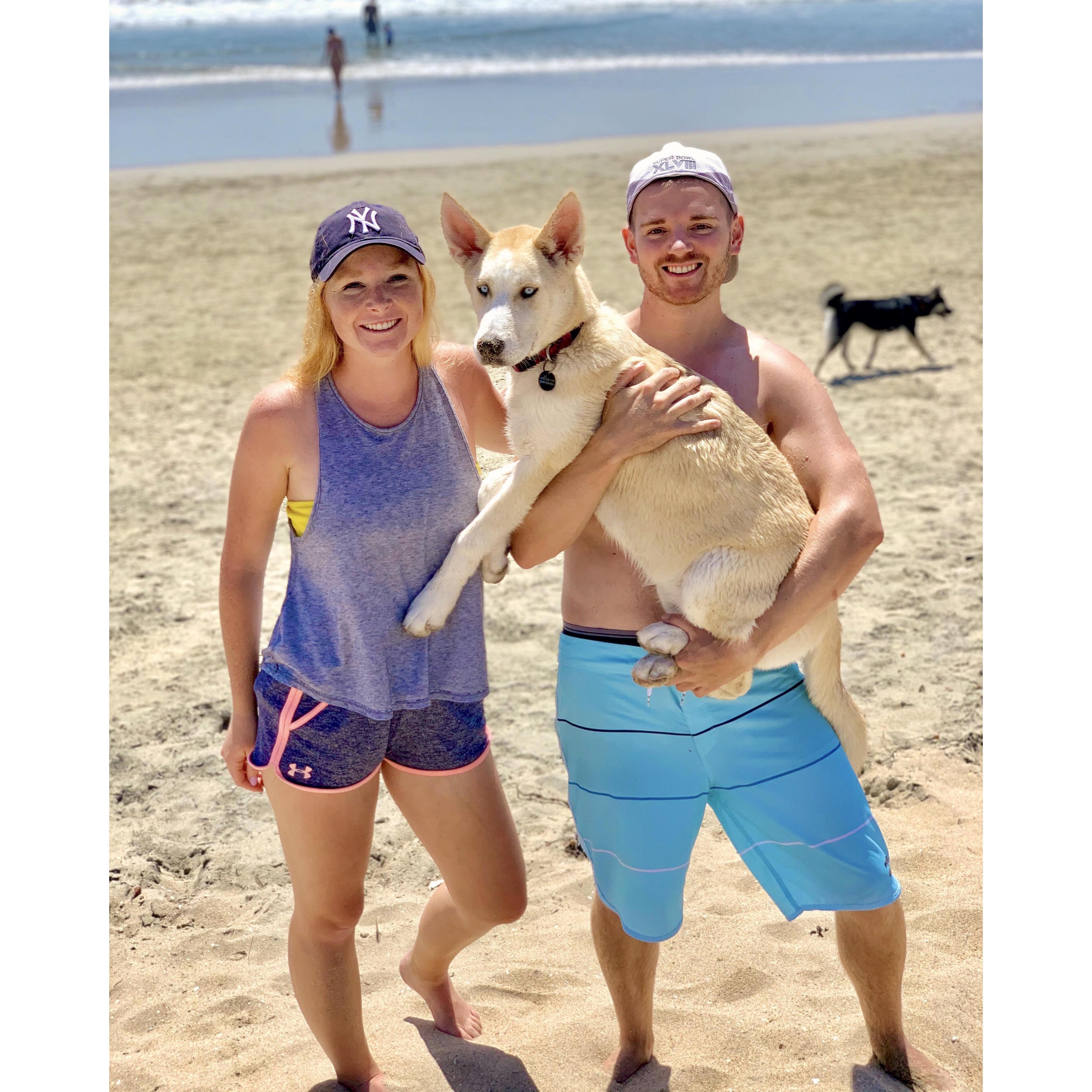 One of our favorite things to do on the weekend is take Indy to the dog beach in Huntington, CA