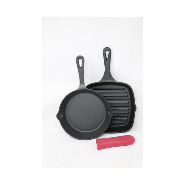 Sedona Cast Iron Skillet & Grill Pan 2-Pc. Set plus Handle Holder