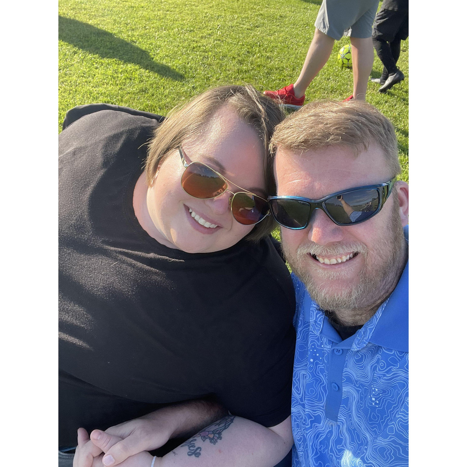 At a soccer game.