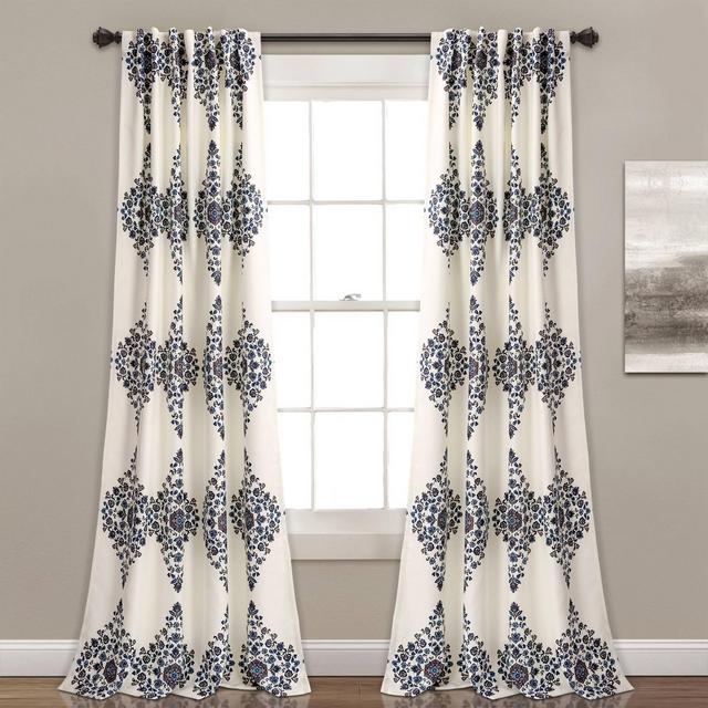 Set of 2 84"x52" Keya Medallion Light Filtering Window Curtain Panels Cream - Lush Décor