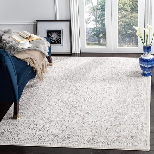 Safavieh Reflection Collection RFT670C Vintage Distressed Area Rug, 8' x 10', Light Grey / Cream