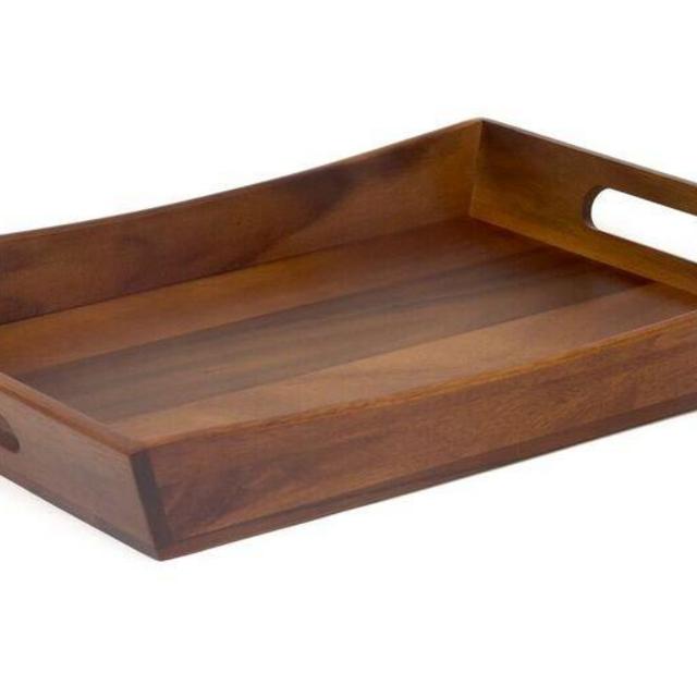 Lipper International 1165 Acacia Curved Serving Tray, 19.88&quot; x 14&quot; x 2.5&quot;