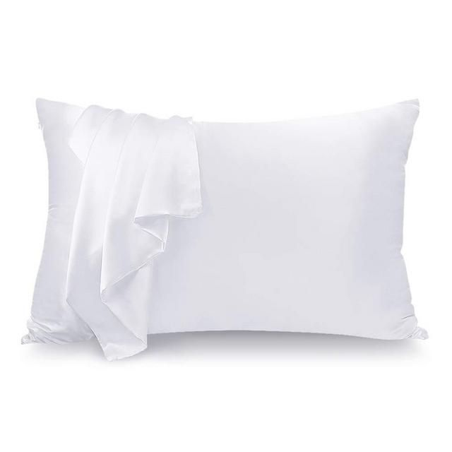 LULUSILK Mulberry Silk Pillowcase for Hair and Skin, 100 Pure Silk Pillow Case Cover 16 Momme with Hidden Zipper, White, Standard Size, 1 Pack