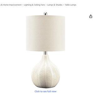 Signature Design by Ashley Rainermen 20" Modern Herringbone Ceramic Table Lamp, Off White
