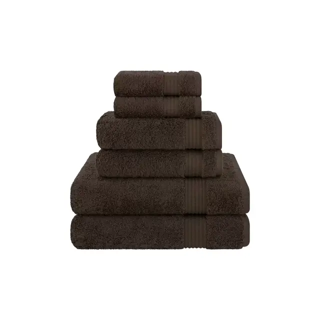 American Soft Linen Bekos 6 Piece Towel Set, 100% Cotton Bath Towel Set for Bathroom, Brown