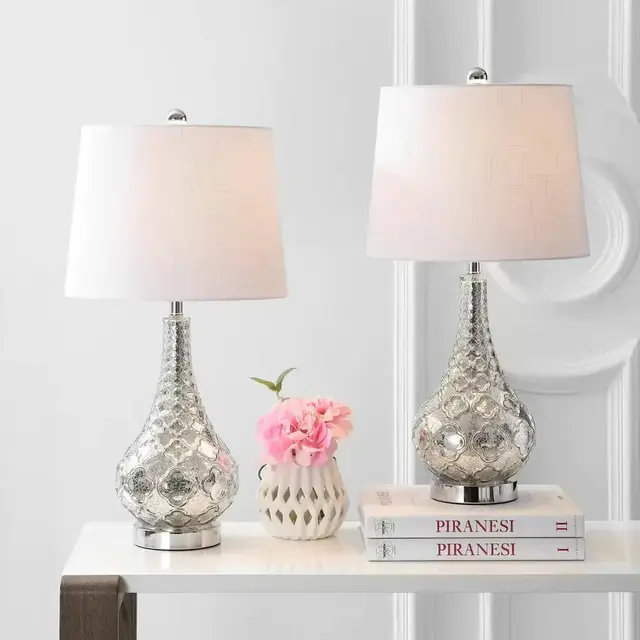 Darren 25.5 in. Mercury Silver Glass Table Lamp (Set of 2)