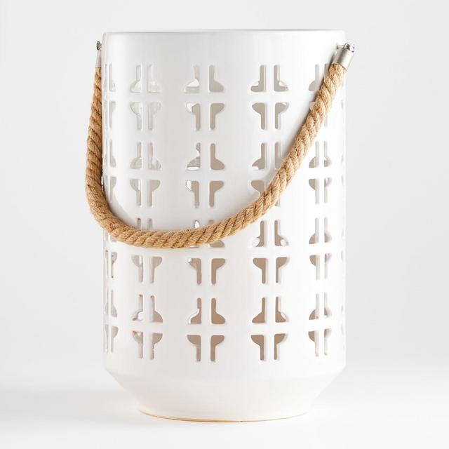 Calas Large White Ceramic Lantern