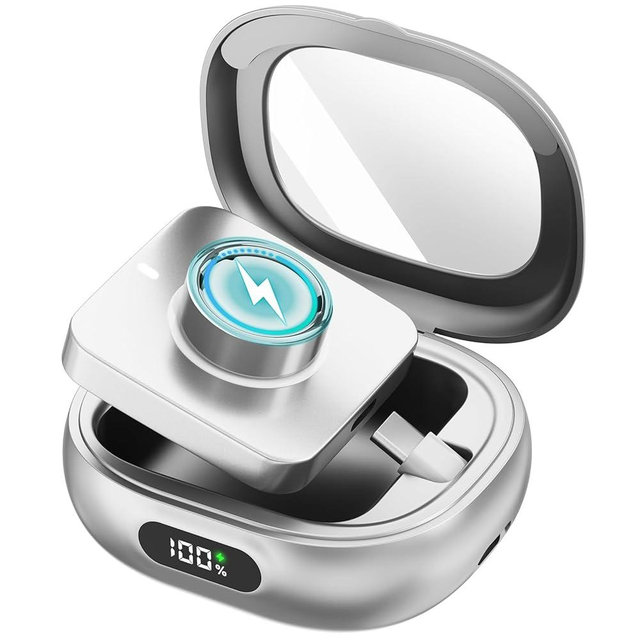 Charging Case for Oura Ring Gen 4 & 3 Charger, 2000mAh Portable Travel Power Station Fits All-Sized Oura Ring 4 & 3, 45-Day Runtime (Official Charger NOT Included)(Silver)