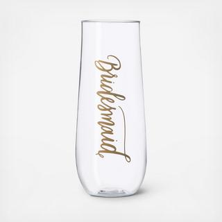 Bridesmaid Durable Plastic Stemless Champagne Glass