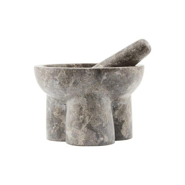 House Doctor Kulti mortar with pestle marble - gray / brown