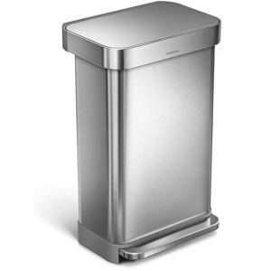 Simplehuman 45 Liter / 12 Gallon Rectangular Hands-Free Kitchen Step Trash Can with Soft-Close Lid, Brushed Stainless Steel