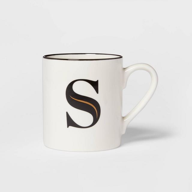 16oz Stoneware Monogram S Mug White - Threshold™
