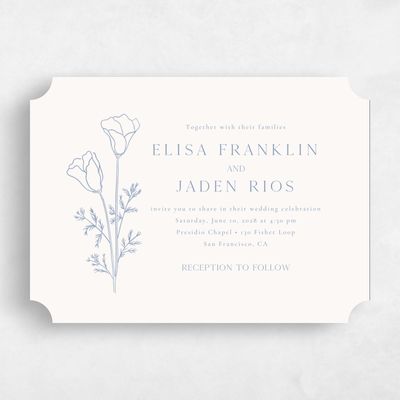 Blue Ticket Wedding Invitation - Coquelicot Landscape