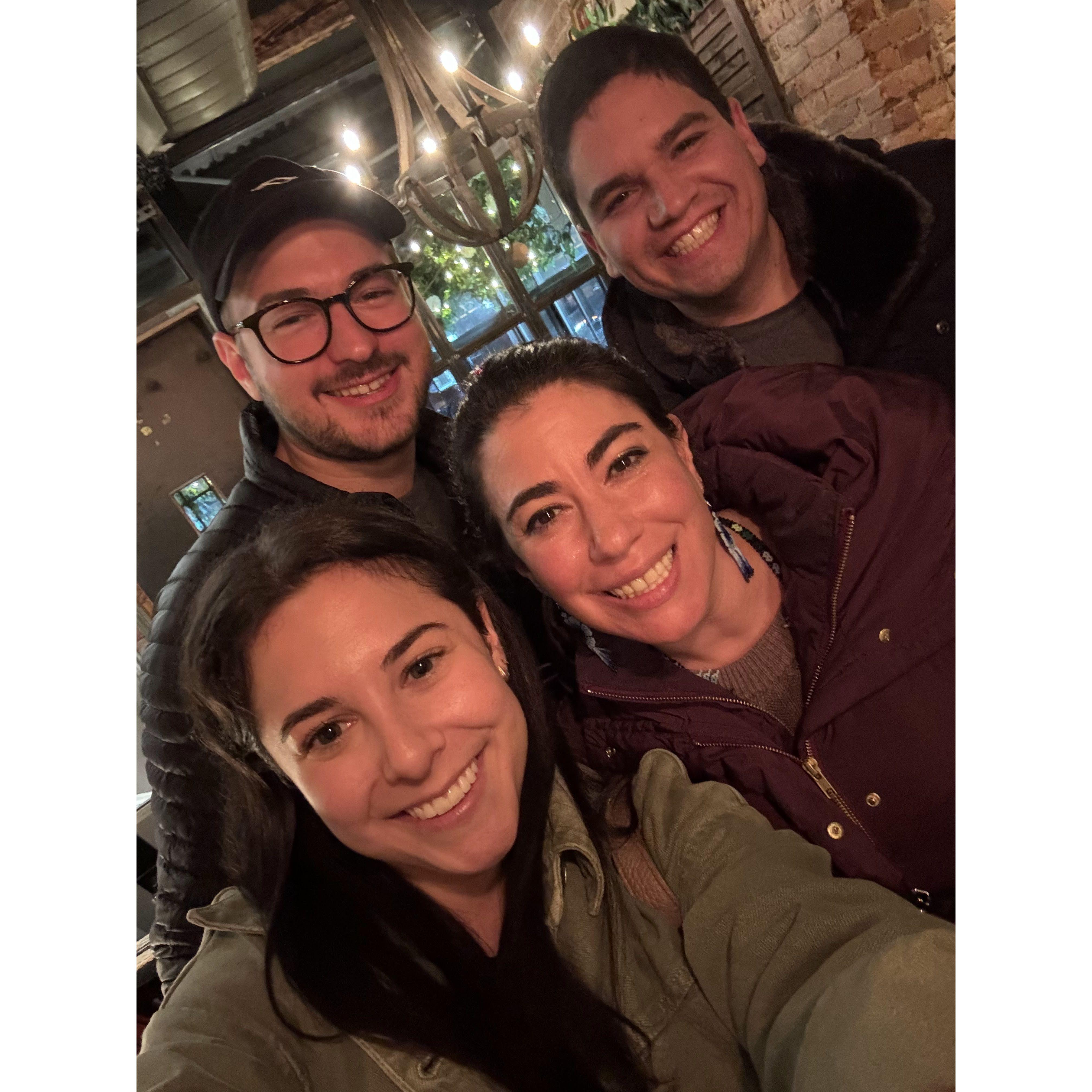 Dinner in Manhattan with Amy's cousin Brittany and her husband Zach, April 2024