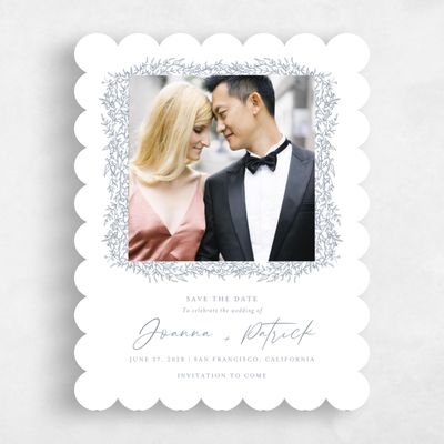 Grey Scalloped Wedding Save the Date - Birchwood Photo