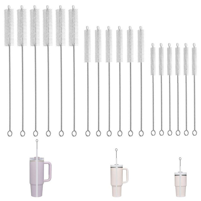 Feehope 18Pcs Straw Cleaner Brush, Straw Cleaner with Extended Handle for Deep Cleaning, Straw Brushes for Drinking & Glass Straws – Reusable and Easy to Use
