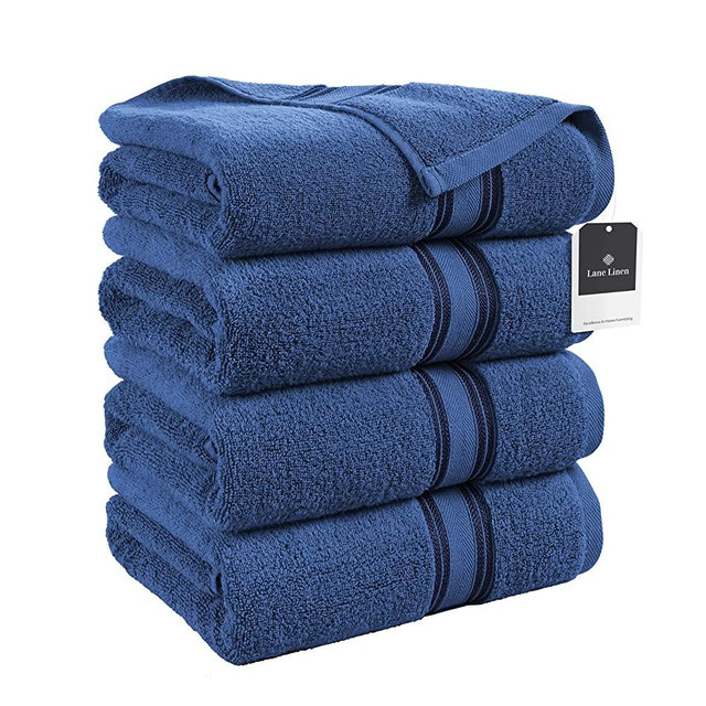 Bath Sheets - 100% Cotton Extra Large Bath Towels, 4 Piece Bath Sheet Set, Zero Twist, Quick Dry, Super Soft Shower Towels, Highly Absorbent Bathroom Towels, Hotel Spa Quality, 35 x 66 inch - Navy