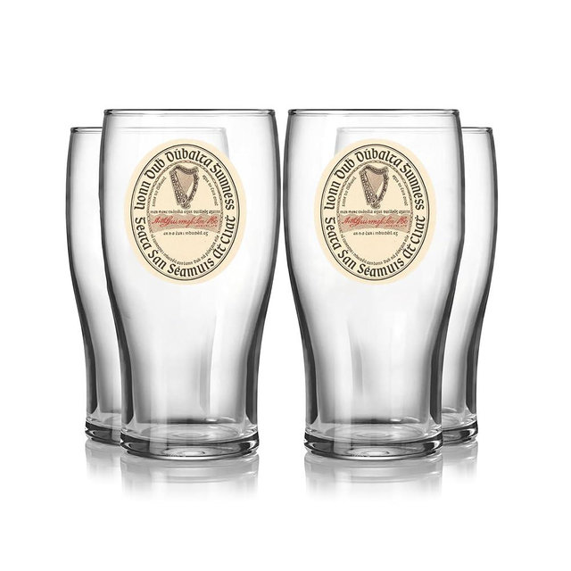 Guinness Vintage Label Pint Glass Gift Set – 4 Pack | Official Merchandise | 20oz Tulip Beer Glasses | Collectible Irish Pub Barware for Fans & Home Bars