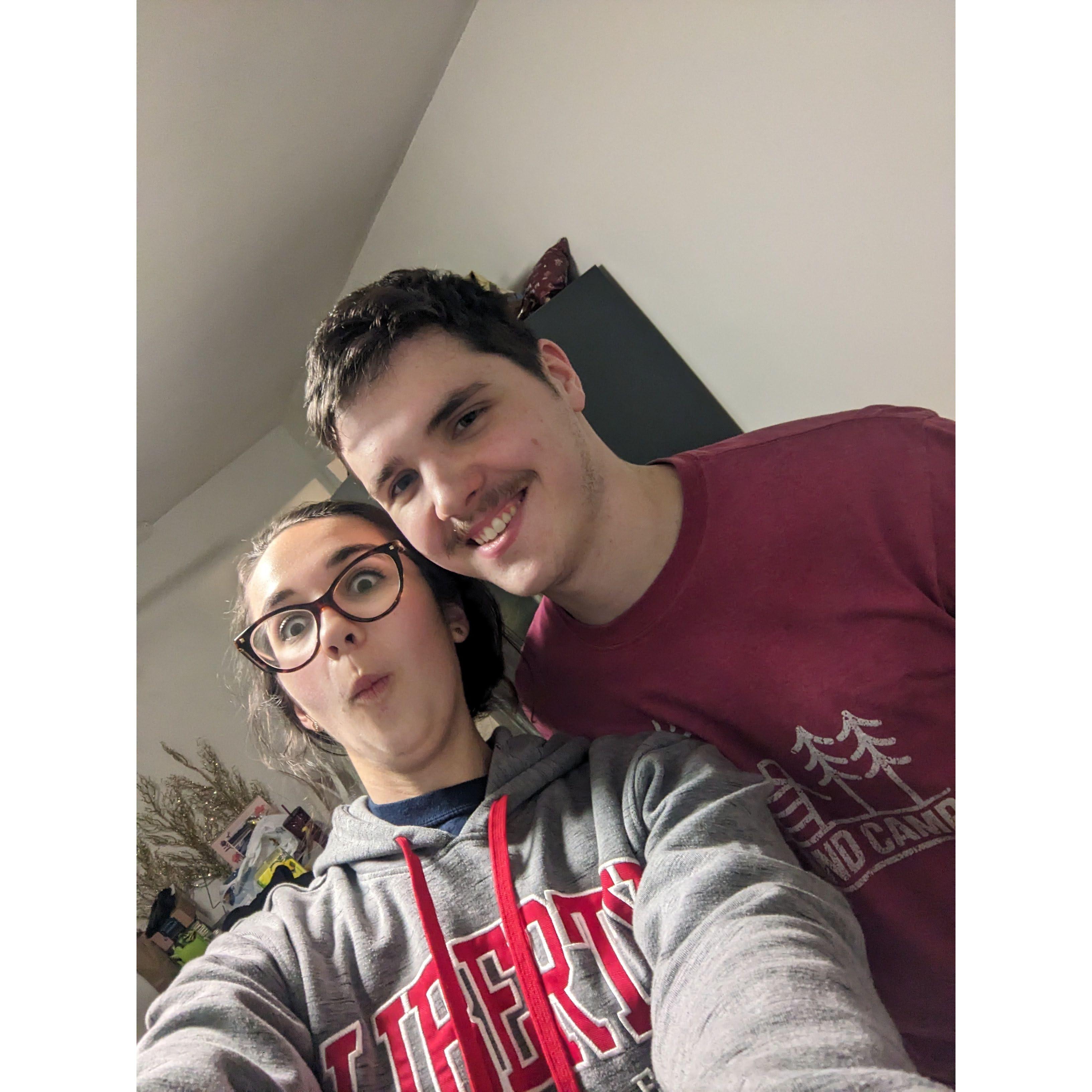 Our faces after we made really cool pasta and went to take a picture of it but flipped the camera around.