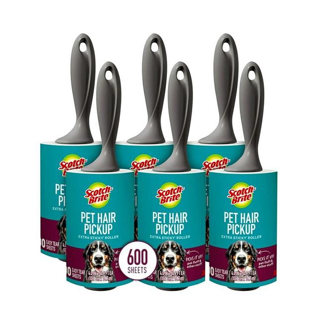 Scotch-Brite Pet Extra Sticky Hair Lint Roller 6 Rollers 600 Sheets