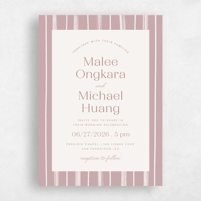 Grayed Mauve, Pink Wedding Invitation - Coastal Portrait