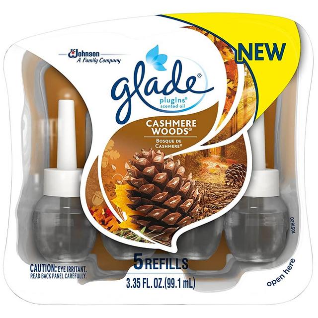 Glade Plugins Scented Oil Air Freshener Refill, Cashmere Woods, w/ 5 Refills
